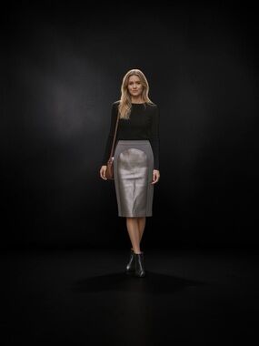 Karen Millen Silver and Gray Pencil Skirt